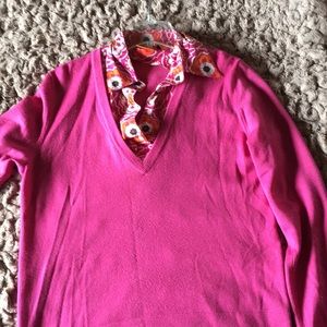 Tory Burch pink 100% wool sweater